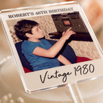 Topper per torta personalizzato in acrilico con foto d'epoca e testo Decorazione per torta Regalo di compleanno per amici e famiglia
