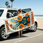 Personalisierte bunte florale Tier überdimensioniert schnell trocken magnetische Strandtuch mit Namen Sommer Urlaub Strand Party Geburtstag Geschenk für Familie Freunde