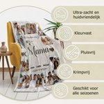 Gepersonaliseerde 10 Familiefoto's Zachte Deken met 1-8 Namen en Tekst Woondecoratie Moederdag Vaderdag Verjaardagscadeau voor Mama Oma Papa