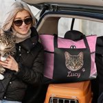 Personalized Pet Avatar Large Capacity Tote Bag with Name and Mesh Pockets Birthday Gift for Pet Lover Women