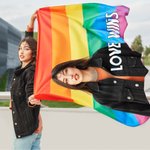 Personalisierte Multicolor LGBTQ Regenbogenfahne mit Foto und Text Party Dekor Stolz Monat Stolz Parade Gemeinschaft Geschenk für Paar LGBTQ Stolz