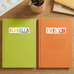 Personalized Rainbow Multicolor Waterproof Stickers with Name Back to School Birthday Gift for Students Kids