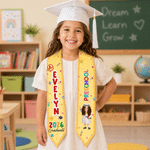 Personalized Cartoon Character Multicolor Kid Graduation Sash with Name and Year Graduation  Party Gift for Kindergarten Preschool Kids