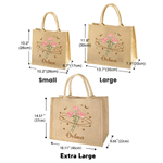 Personalised Star Moon Birth Flower Large Jute Tote Bag with Name Birthday Anniversary Gift for Bridesmaid Woman