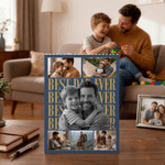 Casse-tête personnalisé Multicolore Best Dad Ever 2-6 Photos Building Block Puzzles with Text Home Decor Father's Day Birthday Gift for Dad Grandfather