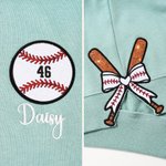 Personalised Embroidered Baseball Side Bow T-shirt Sweatshirt Hoodie with Name and Number Game Day Gift for Mom Baseball Player