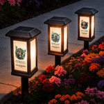 Personalized Wreath Photo Cardinal Butterfly Waterproof Solar Garden Light with Name Garden Cemetery Decor Memorial Gift for Family Friends