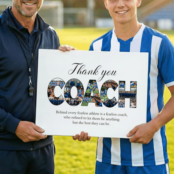 Personalized Thank You Coach 18 Photos Large Canvas Prints with Text Home Decor Ship from USA Graduation Birthday Gift for Coach