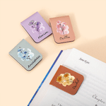 Personalized Birth Flower Magnetic PU Leather Bookmark with Name Daily Use Library Bookish Birthday Gift for Girl Book Lover