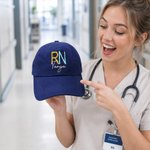 Personalised Multicolour Monogram Embroidery 100% Cotton Baseball Cap with Name Daily Use Nurses Day Gift for Nurse RN Doctor
