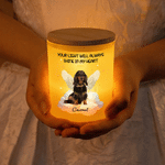 Personalised Your Light Will Always Shine Photo Candle Jar with LED Candle and Wood Lid Memorial Sympathy Pet Loss Gift for Pet Owners