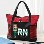 Personalized Cartoon Character Profession Tote Bag with Mesh Pockets and Name Nurses Day Gift for Medical Staff Nurse