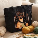 Personalised Cute Cat Knit Large Capacity Corduroy Tote Bag with Name Daily Use Commuting Travel Birthday Gift for Women Knitting Lovers