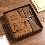 Personalised Classic Winnie the Pooh PU Leather A5 Notebook with Name and Text Daily Office Use Birthday Gift for Students Teachers