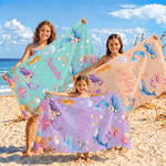 Personalised Mermaids Marine Animals Quick Dry Oversized Beach Towel with Name Travel Essentials Beach Party Gift for Kids