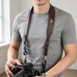 Personalized Elegant Monogram Adjustable PU Leather Camera Strap with Name Father's Day Birthday Gift for Dad Photographer