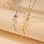 Personalised Birth Flower Birthstone Necklace with Name Dainty Jewellery Birthday Anniversary Mother's Day Gift for Grandma Mom Woman
