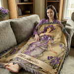 Personalized Character Birth Flower Tassel Soft Throw Blanket with Name Home Decor Mother's Day Birthday Gift for Woman