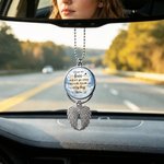 Ornement de voiture personnalisé avec photo de Heaven Wings et nom de famille Cadeau commémoratif pour la famille, le père et la mère
