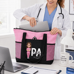 Personalized Cartoon Character Profession Tote Bag with Mesh Pockets and Name Nurses Day Gift for Medical Staff Nurse