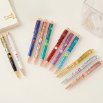 Personalized Birth Flower Glitter Dynamic Liquid Sand 2 Pcs Ballpoint Pen with Name Graduation Birthday Wedding Gift for Women Students Teachers
