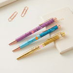 Personalized Birth Flower Glitter Dynamic Liquid Sand 2 Pcs Ballpoint Pen with Name Graduation Birthday Wedding Gift for Women Students Teachers