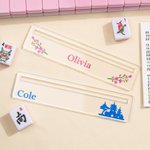 Personalised Flower Tower Pattern Mahjong Line Reader with Name Mahjong Accessory Birthday Gift for Mahjong Enthusiasts