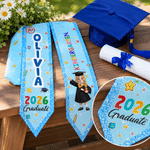 Personalized Cartoon Character Multicolor Kid Graduation Sash with Name and Year Graduation  Party Gift for Kindergarten Preschool Kids