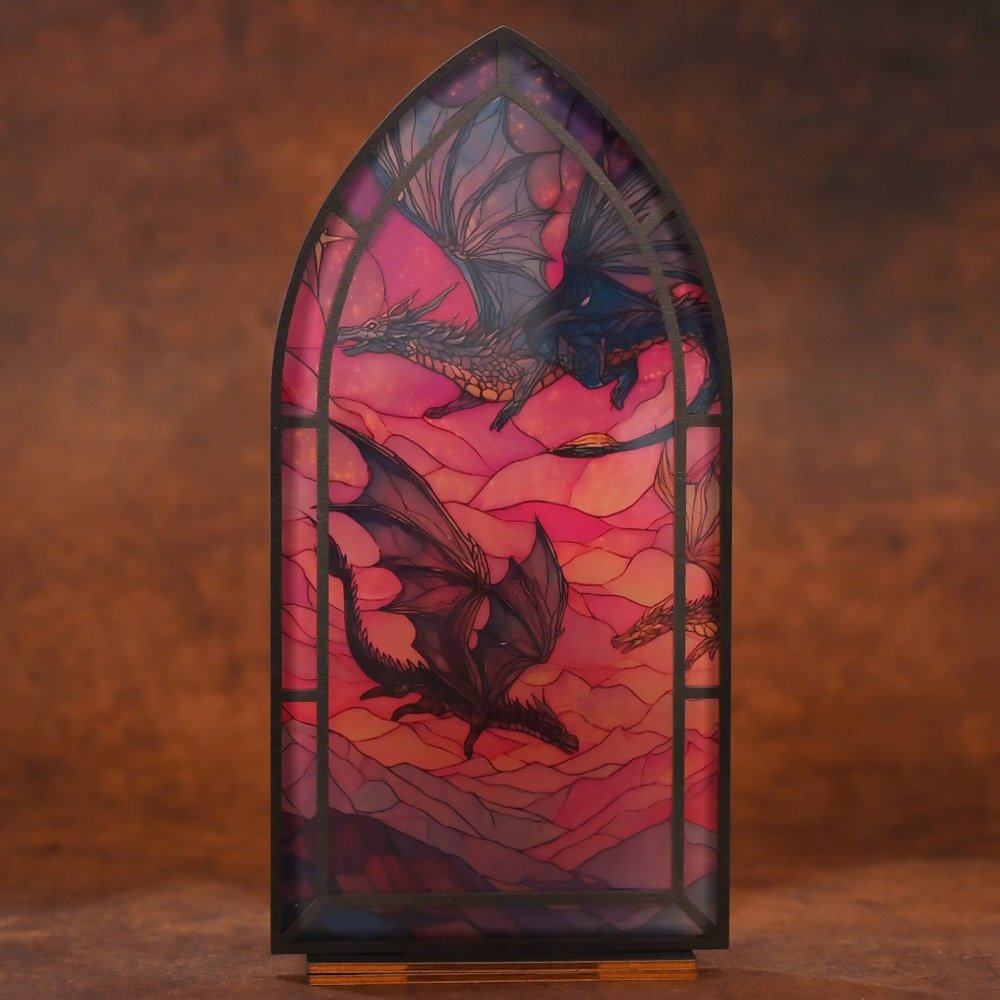 Personalized Fantasy Dragon Book Nook Wooden Bookshelf Decor with LED Candle and Text Birthday Gift for Book Lovers Fantasy Fans 5