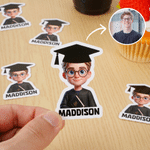 Personalized Graduation Cap Cartoon Character Photo Stickers with Name Gift Decor Graduation Party Favors for Graduates