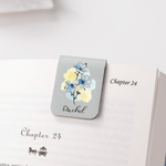 Personalized Birth Flower Magnetic PU Leather Bookmark with Name Daily Use Library Bookish Birthday Gift for Girl Book Lover