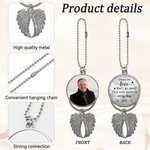 Ornement de voiture personnalisé avec photo de Heaven Wings et nom de famille Cadeau commémoratif pour la famille, le père et la mère