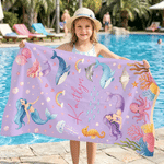 Personalised Mermaids Marine Animals Quick Dry Oversized Beach Towel with Name Travel Essentials Beach Party Gift for Kids