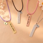Personalised Braille Bar Pendant Necklace with Initial and Text Birthday Gift for Visually Impaired Friends