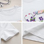 Personalized Stethoscope Birth Flower Adult T-shirt Sweatshirt Hoodie with Name and Title Nurses' Day Birthday Gift for Nurse Doctor