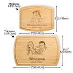 Personalized Line Art Photo Design Curved Charcuterie Cutting Board with Text and Juice Groove Kitchen Family Gift for Best Friend Family