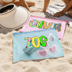 Personalized Multicolor Vintage Graffiti Leopard Print Letter PVC Beach Bag with Name and Text Daily Use Birthday Gift for Family Friends