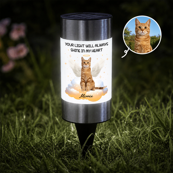 Personalized Your Light Will Always Shine Pet Photo Solar Garden Light with Name Garden Decor Memorial Sympathy Gift for Pet Owners