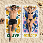 Personalisierte bunte florale Tier überdimensioniert schnell trocken magnetische Strandtuch mit Namen Sommer Urlaub Strand Party Geburtstag Geschenk für Familie Freunde