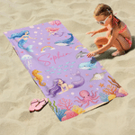 Personalised Mermaids Marine Animals Quick Dry Oversized Beach Towel with Name Travel Essentials Beach Party Gift for Kids