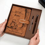 Personalised Classic Winnie the Pooh PU Leather A5 Notebook with Name and Text Daily Office Use Birthday Gift for Students Teachers