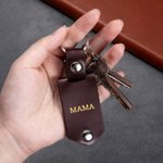 Gepersonaliseerde PU-leren sleutelhanger met foto en gravure Vaderdag Moederdag en verjaardag cadeau voor papa of mama