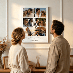 Personalized 6 Photos Canvas Prints with Name Initials and Text Warm Minimalist Wall Decor Ship from USA Anniversary Valentine's Day Gift for Couple