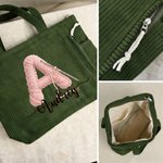 Henkilökohtainen virkkuukoukku Initial Suuri Corduroy Kangaskassi nimi Travel Essential syntymäpäivälahja naisille neulominen ystäville