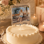 Topper per torta personalizzato in acrilico con foto d'epoca e testo Decorazione per torta Regalo di compleanno per amici e famiglia