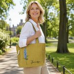 Personalised Birth Flower Corduroy Large Capacity Tote Bag with Name Daily Use Birthday Gift for Women