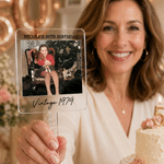 Topper per torta personalizzato in acrilico con foto d'epoca e testo Decorazione per torta Regalo di compleanno per amici e famiglia