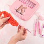 Personalised Crochet Initial 8 Pcs Crochet Hook Set with Name Scissors and Storage Box Birthday Anniversary Gift for Knitting Lovers Grandma