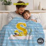 Personlig langhalet leopard Marsupilami mykt kaste teppe med navn og initial bursdagsgave til jente guttevenn | Callie × Marsupilami®