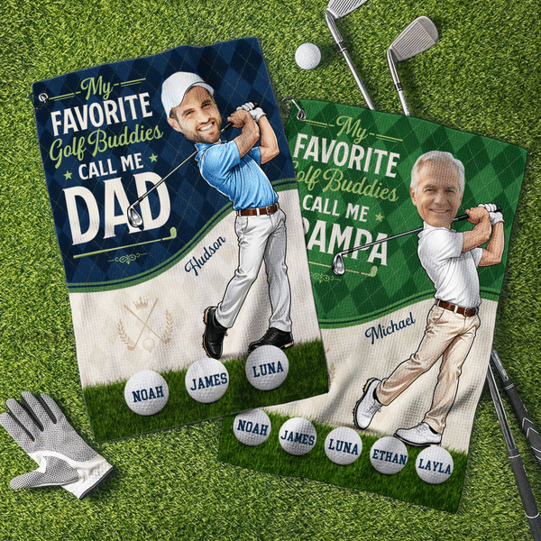 Personalised My Favorite Golf Buddies Waffle Quick Dry Golf Towel with Photo Daily Use Father's Day Birthday Gift for Dad Golf Players